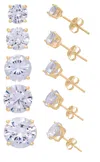 Designs By Gioelli 14k Gold Over Sterling Silver Cubic Zirconia Stud Earrings Set In Silver
