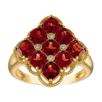 Designs By Gioelli 14k Gold Over Sterling Silver Genuine Diamond, Garnet Ring