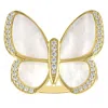 Designs By Gioelli 14k Gold Over Sterling Silver Mother Of Pearl Butterfly Ring In Gold