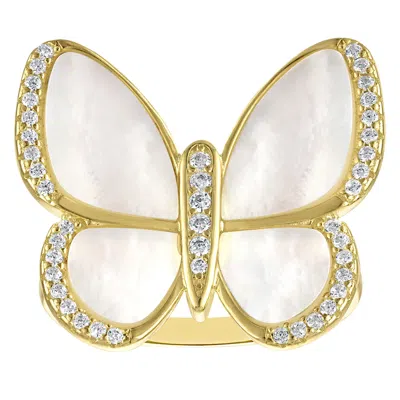 Designs By Gioelli 14k Gold Over Sterling Silver Mother Of Pearl Butterfly Ring