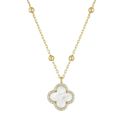 Designs By Gioelli 14k Gold Over Sterling Silver Mother Of Pearl Clover Necklace