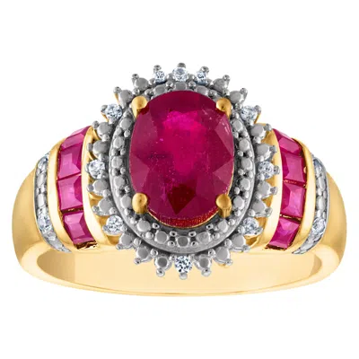 Designs By Gioelli 14k Gold Over Sterling Silver Ruby And .06 Cttw Diamond Accent Ring