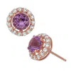 Designs By Gioelli 14k Rose Gold Over Sterling Silver Amethyst Stud Earrings In Purple