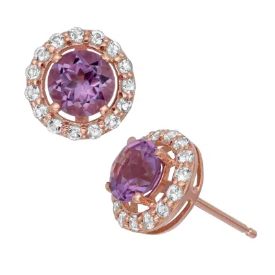 Designs By Gioelli 14k Rose Gold Over Sterling Silver Amethyst Stud Earrings In Purple