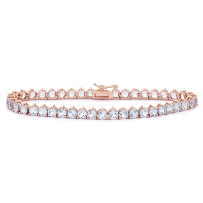 Designs By Gioelli 14k Rose Gold Over Sterling Silver Created Aquamarine Tennis Bracelet