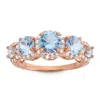 Designs By Gioelli 14k Rose Gold Over Sterling Silver Created Aquamarine, White Sapphire Ring In Multi
