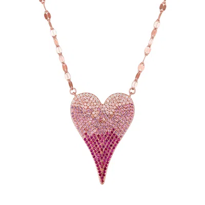 Designs By Gioelli 14k Rose Gold Over Sterling Silver Created Ruby, Pink And White Sapphire Necklace