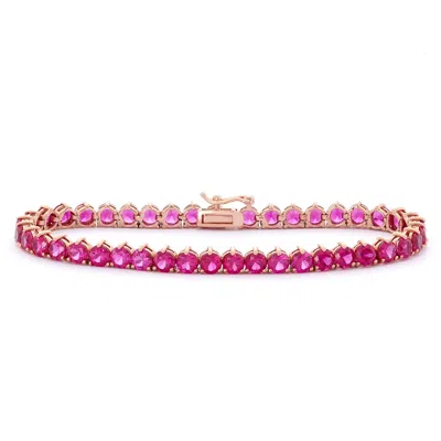 Designs By Gioelli 14k Rose Gold Over Sterling Silver Created Ruby Tennis Bracelet In Pink