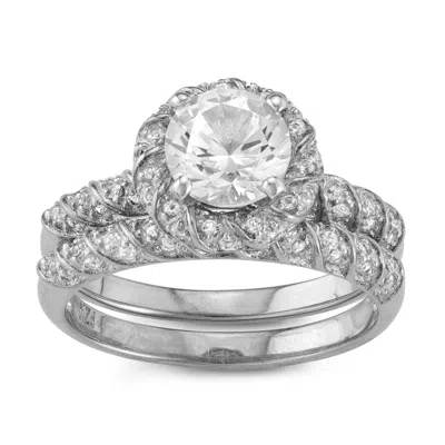 Designs By Gioelli 14k Rose Gold Over Sterling Silver Created White Sapphire Ring