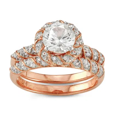 Designs By Gioelli 14k Rose Gold Over Sterling Silver Created White Sapphire Ring In Multi