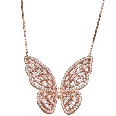 Designs By Gioelli 14k Rose Gold Over Sterling Silver Cubic Zirconia Butterfly Necklace