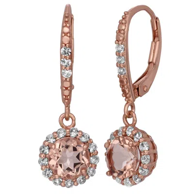 Designs By Gioelli 14k Rose Gold Over Sterling Silver Gemstone Drop Earrings In Pink