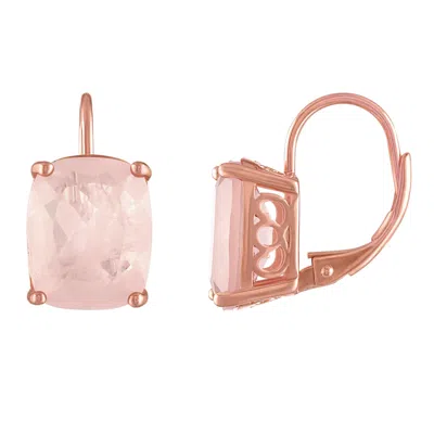 Designs By Gioelli 14k Rose Gold Over Sterling Silver Rose Quartz Drop Earrings In Multi