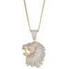 Designs By Gioelli Men's 14k Gold Over Sterling Silver Cubic Zirconia Lion Necklace In Gold