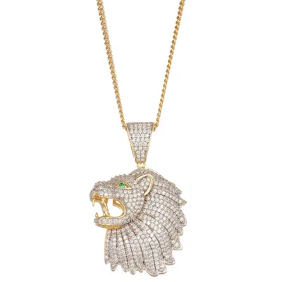 Designs By Gioelli Men's 14k Gold Over Sterling Silver Cubic Zirconia Lion Necklace