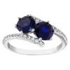Designs By Gioelli Sterling Silver 2-stone Created Sapphire Ring In Blue