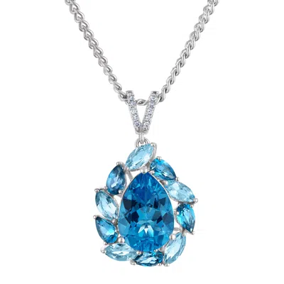 Designs By Gioelli Sterling Silver Blue Topaz And Diamond Pendant