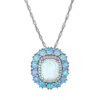 Designs By Gioelli Sterling Silver Created Opal And White Sapphire Necklace In Blue