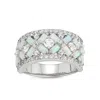 Designs By Gioelli Sterling Silver Created Opal And White Sapphire X Ring In Silver