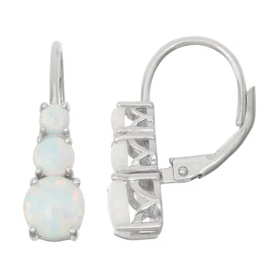 Designs By Gioelli Sterling Silver Created Opal Drop Earrings In Blue
