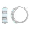 Designs By Gioelli Sterling Silver Created Opal Hoop Earrings In Blue