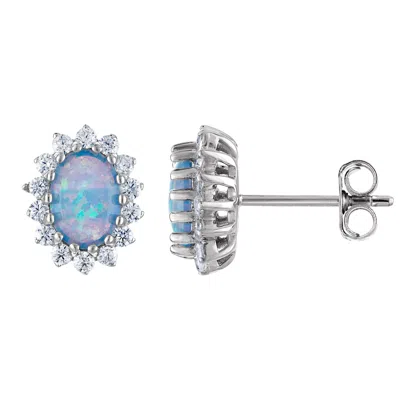 Designs By Gioelli Sterling Silver Created Opal Stud Earrings In Blue