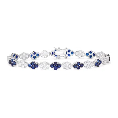 Designs By Gioelli Sterling Silver Created White And Blue Sapphire Tennis Bracelet In Multi