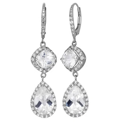Designs By Gioelli Sterling Silver Created White Sapphire Drop Earrings