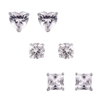Designs By Gioelli Sterling Silver Created White Sapphire Stud Earrings Set