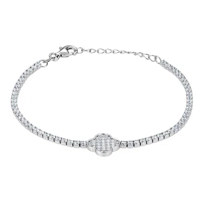 Designs By Gioelli Sterling Silver Cubic Zirconia Clover Bracelet