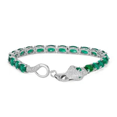 Designs By Gioelli Sterling Silver Cubic Zirconia Snake Bracelet In Multi