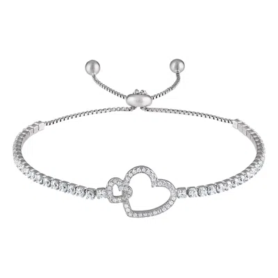 Designs By Gioelli Sterling Silver Double Heart Bolo Bracelet