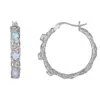 Designs By Gioelli Sterling Silver Gemstone Byzantine Hoop Earrings In Blue
