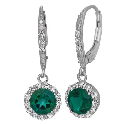 Designs By Gioelli Sterling Silver Gemstone Drop Earrings In Green