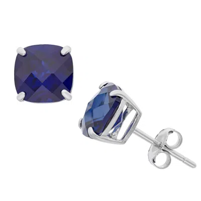 Designs By Gioelli Sterling Silver Gemstone Stud Earrings In Blue