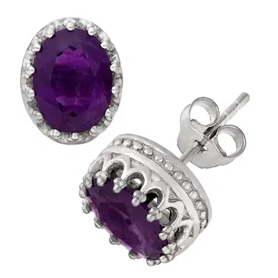 Designs By Gioelli Sterling Silver Gemstone Stud Earrings In Purple