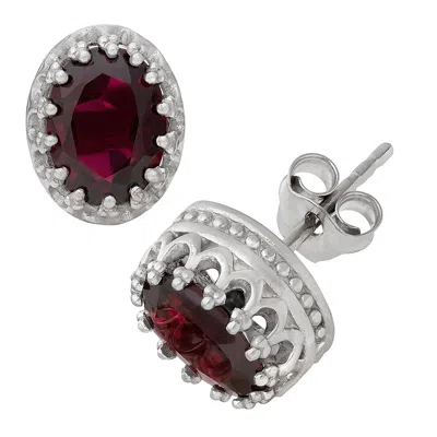 Designs By Gioelli Sterling Silver Gemstone Stud Earrings In Red