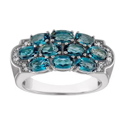 Designs By Gioelli Sterling Silver Genuine Diamond, London Blue Topaz Ring