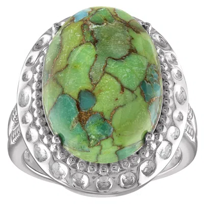 Designs By Gioelli Sterling Silver Green Copper Turquoise Oval Hammered Ring