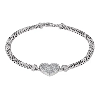 Designs By Gioelli Sterling Silver Heart Mesh Bracelet