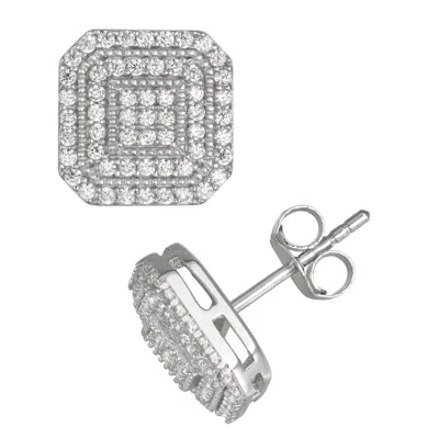 Designs By Gioelli Sterling Silver Men's Cubic Zirconia Stud Earrings