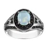 Designs By Gioelli Sterling Silver Opal And Black Spinel Ring In Blue