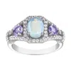 Designs By Gioelli Sterling Silver Opal And Tanzanite Ring In Silver