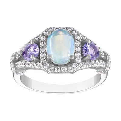 Designs By Gioelli Sterling Silver Opal And Tanzanite Ring