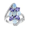 Designs By Gioelli Sterling Silver Tanzanite And Opal Cluster Ring In Silver