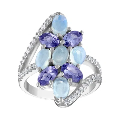 Designs By Gioelli Sterling Silver Tanzanite And Opal Cluster Ring