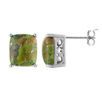 Designs By Gioelli Sterling Silver Turquoise Stud Earrings In Green