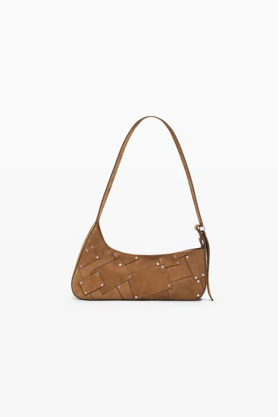 Desigual 100% Leather Bag With Small Asymmetrical Flap In Brown