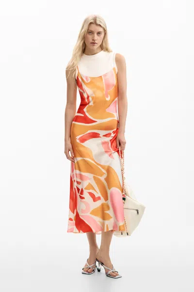 Desigual 2-in-1 Dress With Straps In Multi