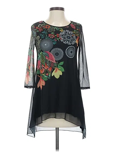 Pre-owned Desigual 3/4 Sleeve Blouse In Black